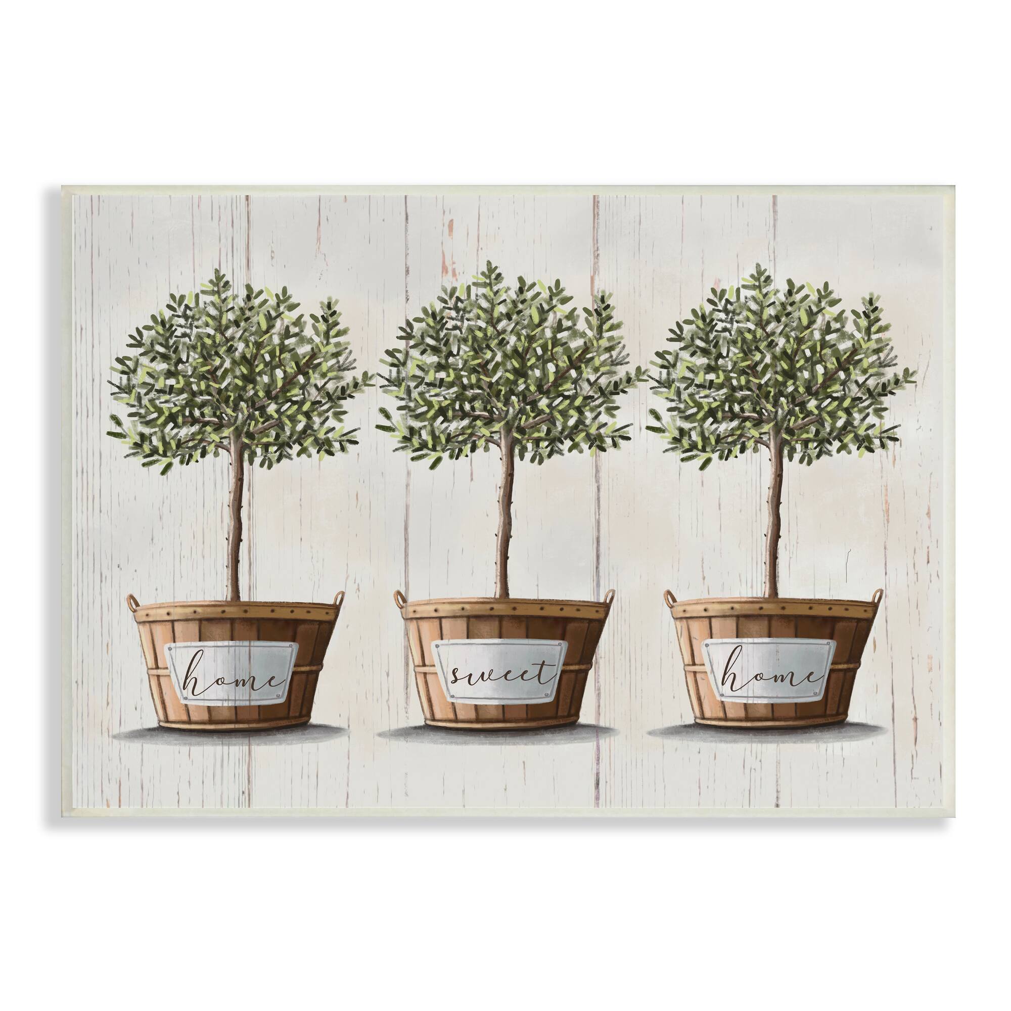 Stupell Industries Young Fruit Trees Charming Baskets Home Sweet Home Wall Plaque
